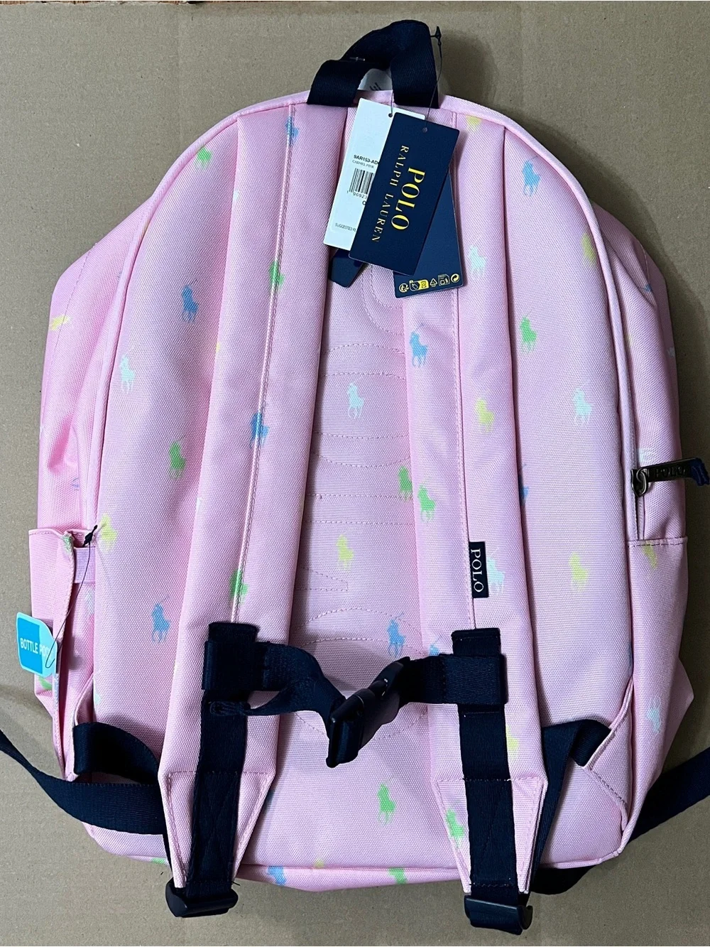Polo Ralph Lauren Multicolor Logo White Carmel Pink Backpack Laptop Sleeve New